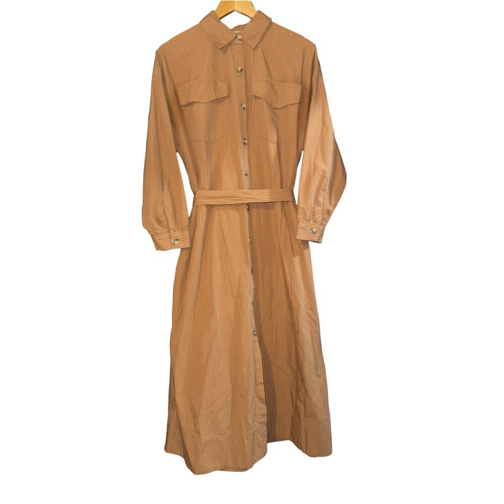 Future Collective Pinstriped Shirt Dress Women's XS Safari Maxi Old Money Luxury
